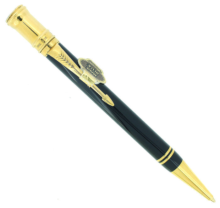 1990 PARKER DUOFOLD JET BLACK BALLPOINT PEN MADE IN UK TAGGED OFFERED BY ANTIQUE DIGGER