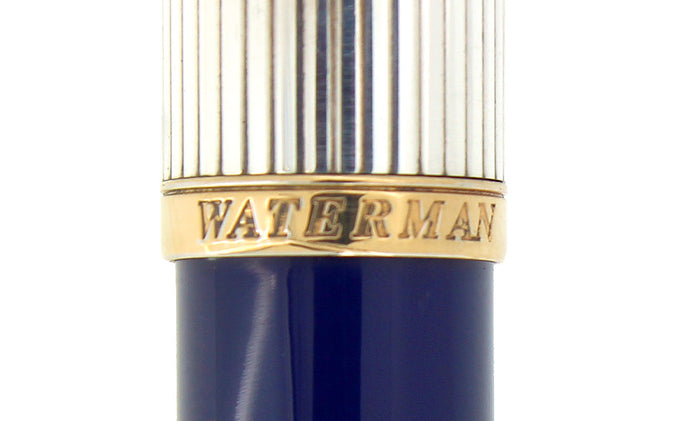 1990S WATERMAN CARENE SILVER CAP BLUE LACQUER BARREL BALLPOINT PEN MINT CONDITION OFFERED BY ANTIQUE DIGGER