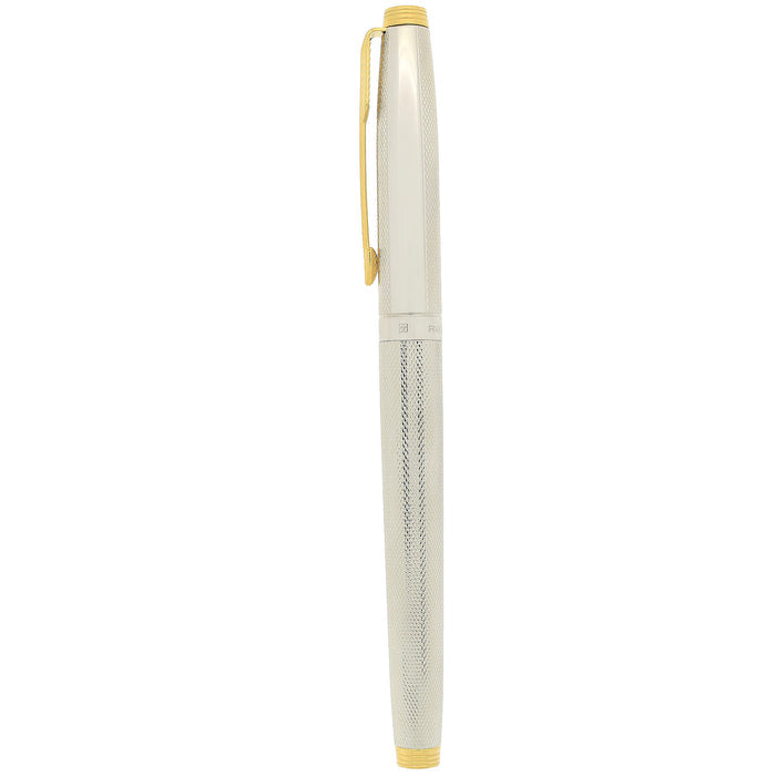 1992 PARKER 75 GRAIN d'ORGE SILVER PLATE W/RHODIUM FINISH 18K MED NIB FOUNTAIN PEN NEVER INKED OFFERED BY ANTIQUE DIGGER