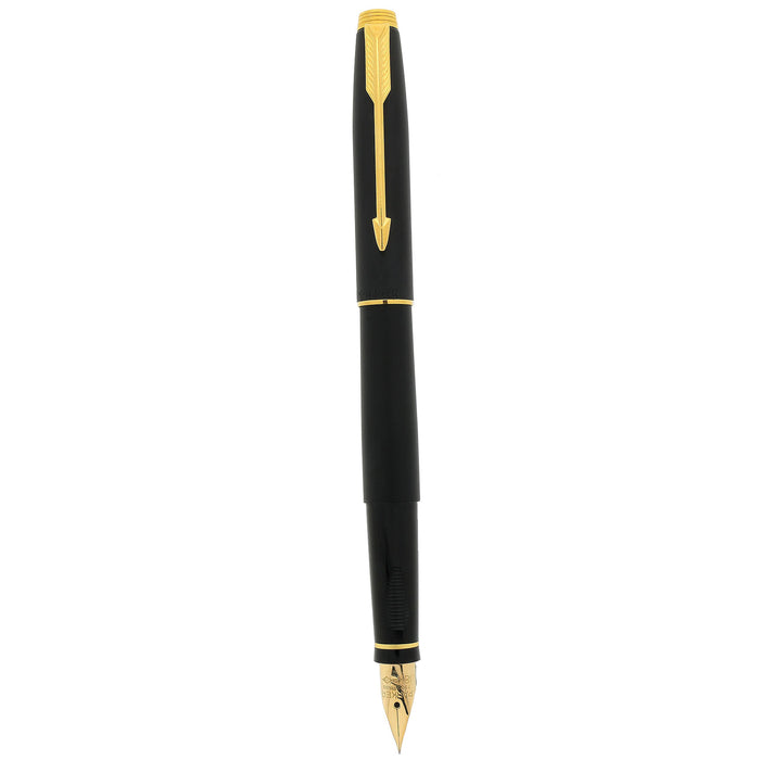 1992 PARKER 75 MATTE BLACK 18K NEEDLEPOINT 80 NIB FOUNTAIN PEN NEW IN BOX OFFERED BY ANTIQUE DIGGER