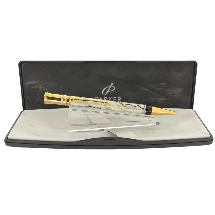 1992 PARKER DUOFOLD BLACK AND PEARL BALLPOINT PEN OFFERED BY ANTIQUE DIGGER