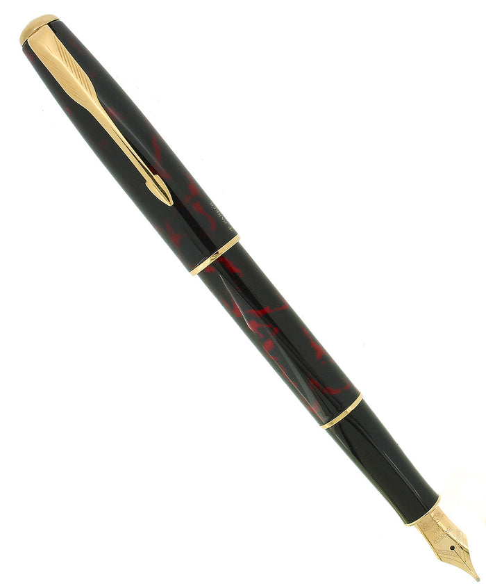 1993 PARKER SONNET LAQUE AUTUM RED W/18K MED NIB FOUNTAIN PEN NEVER INKED OFFERED BY ANTIQUE DIGGER