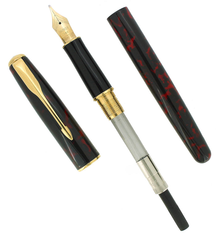 1993 PARKER SONNET LAQUE AUTUM RED W/18K MED NIB FOUNTAIN PEN NEVER INKED OFFERED BY ANTIQUE DIGGER