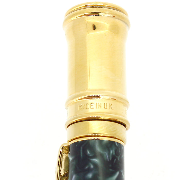 1995 PARKER DUOFOLD EMERALD MARBLED BALLPOINT PEN MINT IN BOX MADE IN UK OFFERED BY ANTIQUE DIGGER
