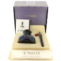 1995 PARKER SONNET PREMIER INDIGO BLUE LAQUE 18K FINE NIB FOUNTAIN PEN GIFT SET OFFERED BY ANTIQUE DIGGER