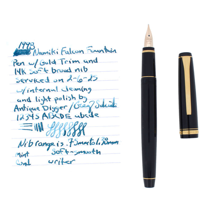 1998 NAMIKI FALCON 14K SOFT BROAD FLEXIBLE NIB FOUNTAIN PEN MINT OFFERED BY ANTIQUE DIGGER