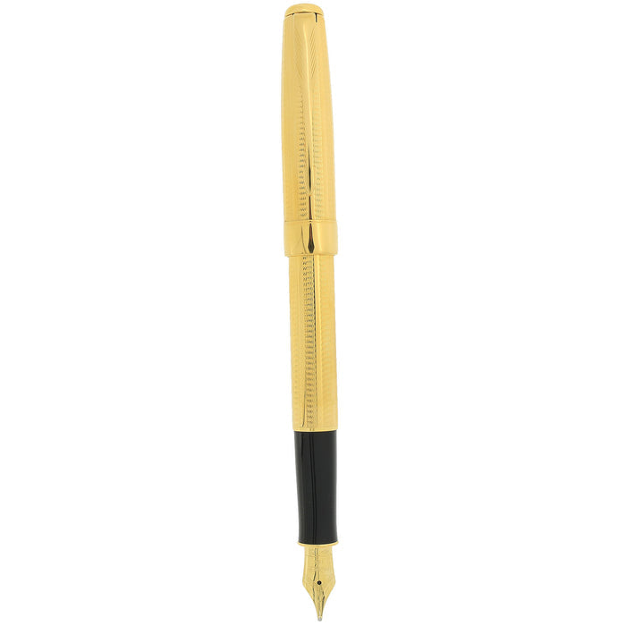 1998 PARKER SONNET CASCADE GOLD PATTERN 18K BROAD NIB FOUNTAIN PEN NEW OLD STOCK