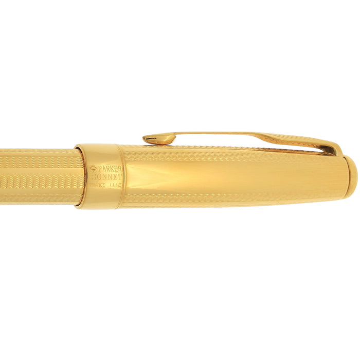 1998 PARKER SONNET CASCADE GOLD PATTERN 18K BROAD NIB FOUNTAIN PEN NEW OLD STOCK