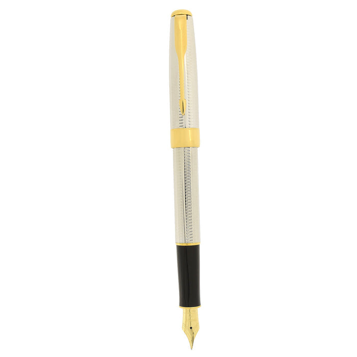 1998 PARKER SONNET CASCADE SILVER PATTERN 18K FINE NIB FOUNTAIN PEN NEW OLD STOCK OFFERED BY ANTIQUE DIGGER
