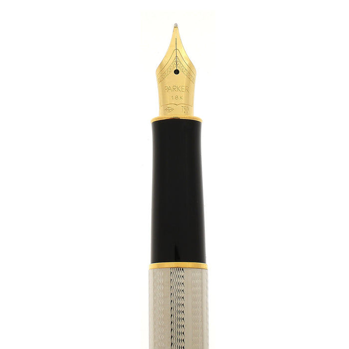 1998 PARKER SONNET CASCADE SILVER PATTERN 18K FINE NIB FOUNTAIN PEN NEW OLD STOCK OFFERED BY ANTIQUE DIGGER