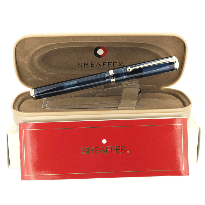 1998 SHEAFFER CONNAISSEUR TRANSPARENT BLUE 14K FINE NIB FOUNTAIN PEN NEVER INKED OFFERED BY ANTIQUE DIGGER