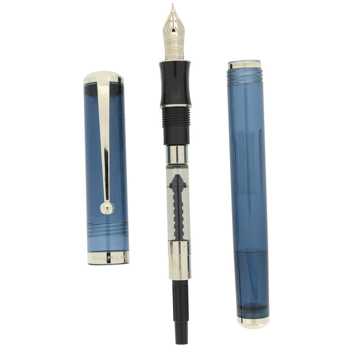 1998 SHEAFFER CONNAISSEUR TRANSPARENT BLUE 14K FINE NIB FOUNTAIN PEN NEVER INKED OFFERED BY ANTIQUE DIGGER