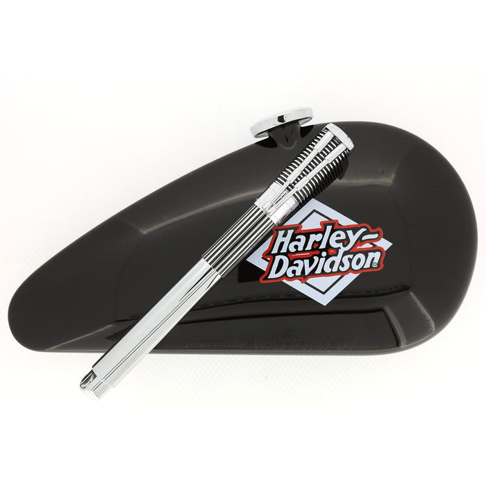 1999 WATERMAN BLACK & CHROME HARLEY DAVIDSON FOUNTAIN PEN IN GAS TANK BOX NEVER INKED OFFERED BY ANTIQUE DIGGER