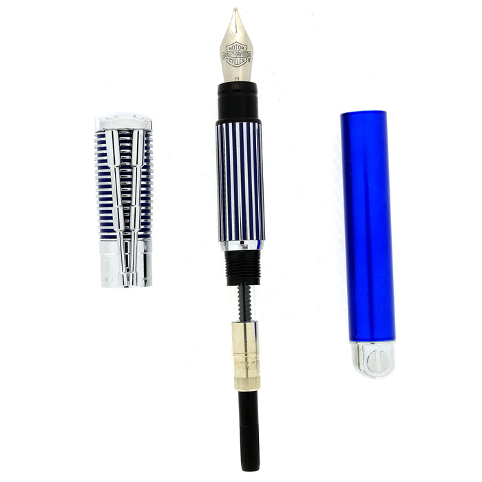 1999 WATERMAN BLUE & CHROME HARLEY DAVIDSON FOUNTAIN PEN IN GAS TANK BOX NEVER INKED OFFERED BY ANTIQUE DIGGER