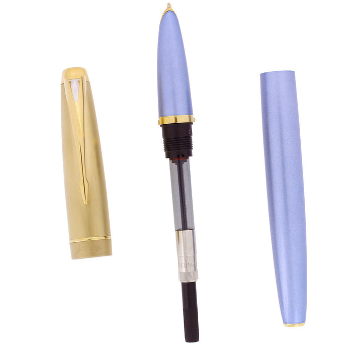 2003 PARKER 100 DIAMOND BLUE W/GOLD TRIM FOUNTAIN PEN OFFERED BY ANTIQUE DIGGER