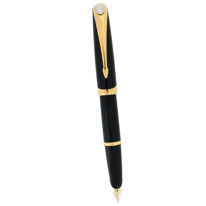 2000 PARKER ELLIPSE BLACK LACQUE GOLD TRIM W/18K MED NIB FOUNTAIN PEN NEVER INKED OFFERED BY ANTIQUE DIGGER