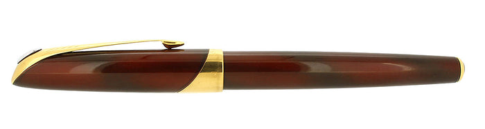2000 PARKER ELLIPSE LAQUE RED W/18K MED NIB FOUNTAIN PEN SERVICED