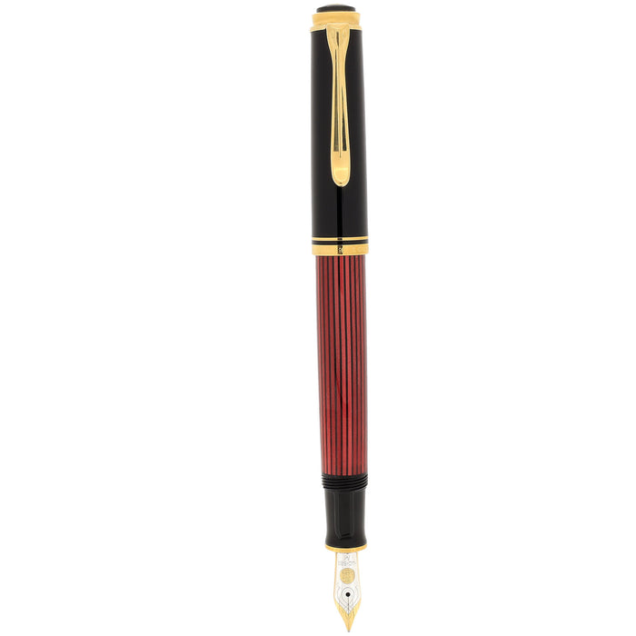 2002 PELIKAN M400 SOUVERAN RED STRIPE TWO-CHICK LOGO 14K MEDIUM NIB FOUNTAIN PEN OFFERED BY ANTIQUE DIGGER