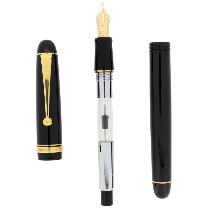 2010 PILOT CUSTOM 74 BLACK 14K MUSIC STUB NIB FOUNTAIN PEN NEW IN BOX OFFERED BY ANTIQUE DIGGER