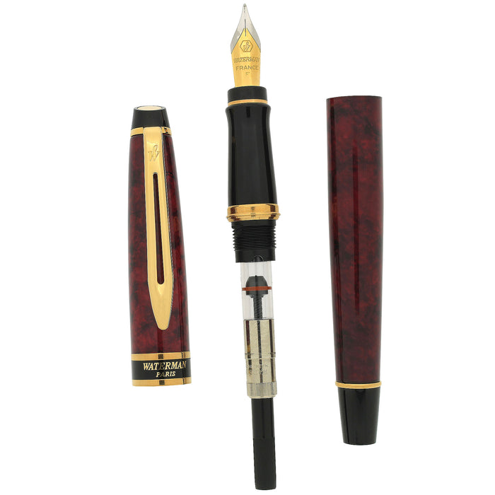 2003 WATERMAN EXPERT II ORIENTAL RED LACQUER W/GOLD TRIM FINE NIB FOUNTAIN PEN NEVER INKED OFFERED BY ANTIQUE DIGGER