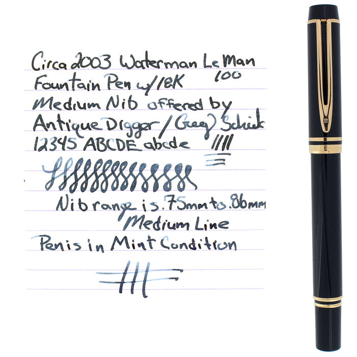 2003 WATERMAN IDEAL LEMAN 100 w/18K MEDIUM NIB FOUNTAIN PEN MINT IN BOX OFFERED BY ANTIQUE DIGGER