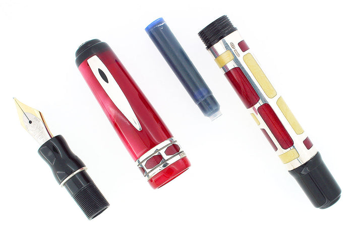 2004 MARLEN FORME PETITE STERLING, RED, & IVORY 18K NIB FOUNTAIN PEN MINT NEW IN BOX OFFERED BY ANTIQUE DIGGER