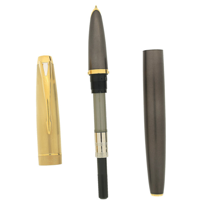 2003 PARKER 100 SMOKE BRONZE W/GOLD TRIM 18K NIB FOUNTAIN PEN NEVER INKED OFFERED BY ANTIQUE DIGGER