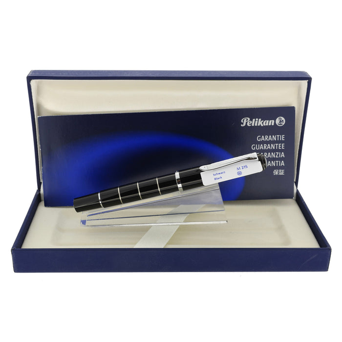2006 PELIKAN M215 BLACK W/RING PATTERN FOUNTAIN PEN NEVER INKED DISCONTINUED OFFERED BY ANTIQUE DIGGER
