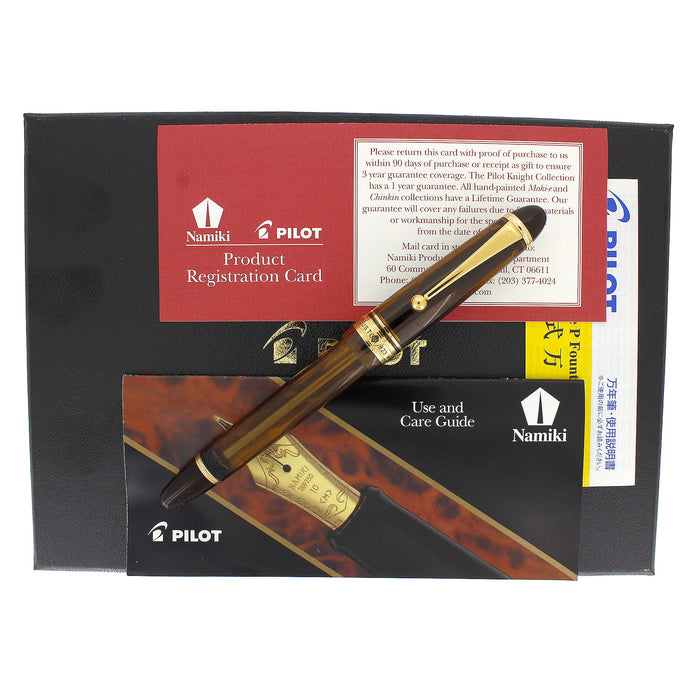 2009 PILOT CUSTOM 823 AMBER VACUUM-FILLER 14K #15 MED NIB FOUNTAIN PEN NEAR MINT