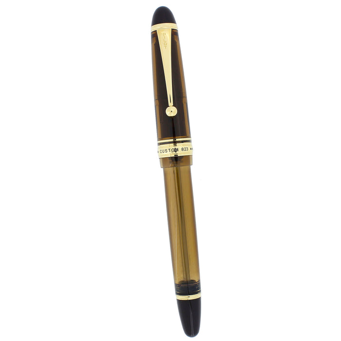 2009 PILOT CUSTOM 823 AMBER VACUUM-FILLER 14K #15 MED NIB FOUNTAIN PEN NEAR MINT