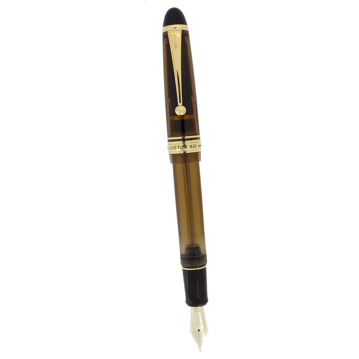 2009 PILOT CUSTOM 823 AMBER VACUUM-FILLER 14K #15 MED NIB FOUNTAIN PEN NEAR MINT