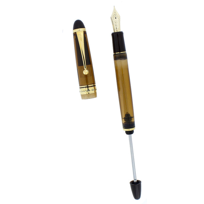 2009 PILOT CUSTOM 823 AMBER VACUUM-FILLER 14K #15 MED NIB FOUNTAIN PEN NEAR MINT