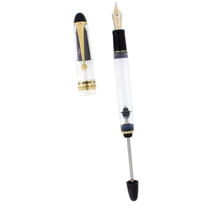 2009 PILOT CUSTOM 823 CLEAR VACUUM-FILLER 14K #15 BROAD NIB FOUNTAIN PEN OFFERED BY ANTIQUE DIGGER