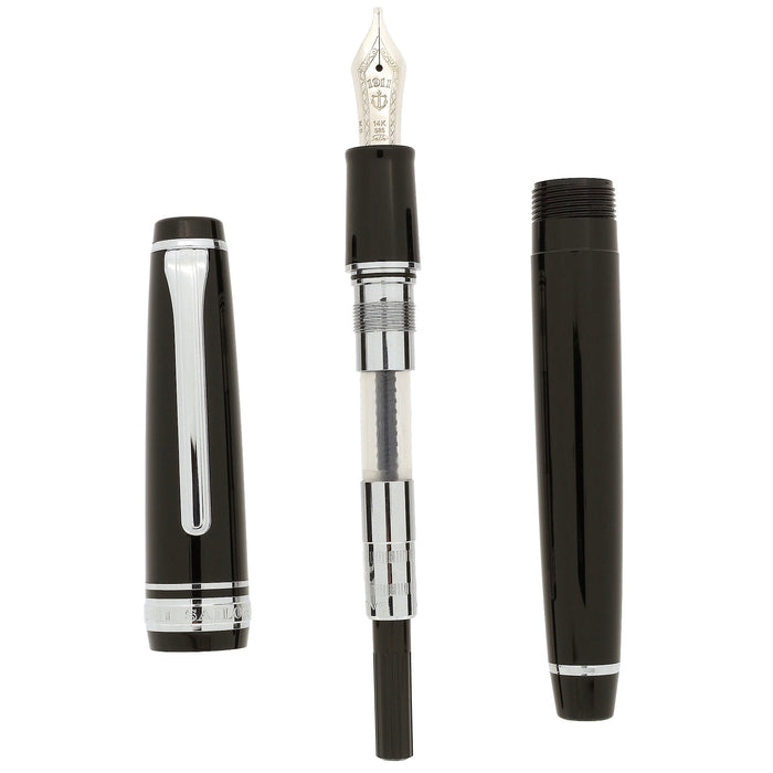 2009 SAILOR PRO GEAR SLIM BLACK W/SILVER TRIM 14K MUSIC NIB FOUNTAIN PEN NEVER INKED OFFERED BY ANTIQUE DIGGER