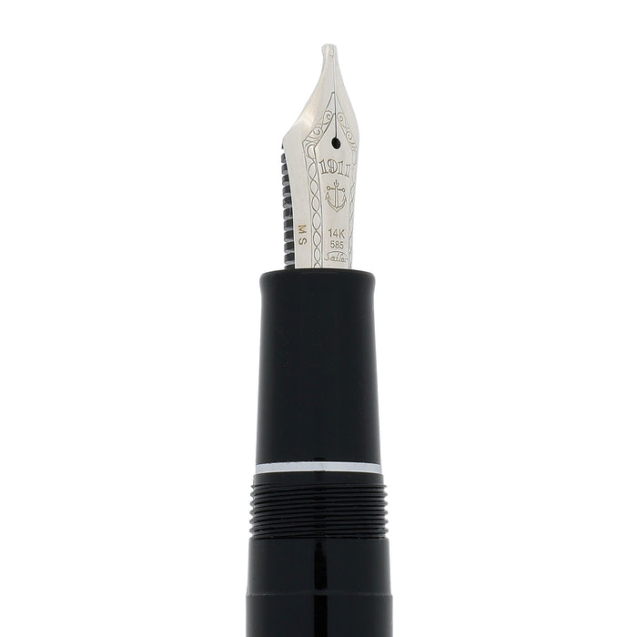 2009 SAILOR PRO GEAR SLIM BLACK W/SILVER TRIM 14K MUSIC NIB FOUNTAIN PEN NEVER INKED OFFERED BY ANTIQUE DIGGER