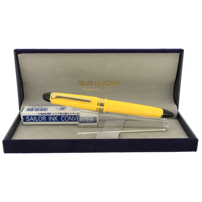 2010 SAILOR 1911 FOUNTAIN PEN YELLOW W/GOLD PLATED TRIM NEW IN BOX NEVER INKED NEW OLD STOCK MINT OFFERED BY ANTIQUE DIGGER