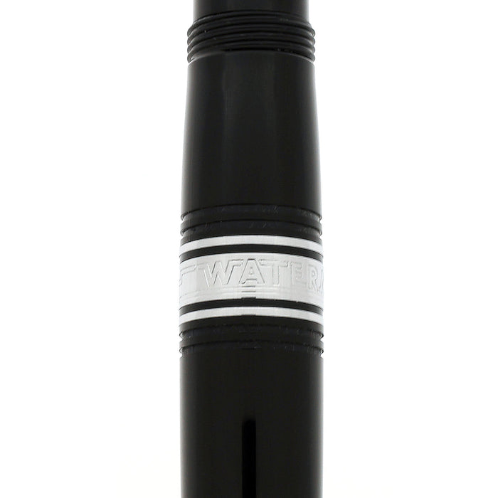 2010 WATERMAN CHARLESTON BLACK W/RHOUDIUM TRIM 18K NIB FOUNTAIN PEN NEW IN BOX OFFERED BY ANTIQUE DIGGER