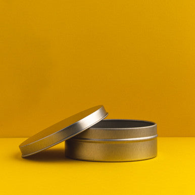 4 oz Flat Round Balm Tin with Lid fragrance oil bottle