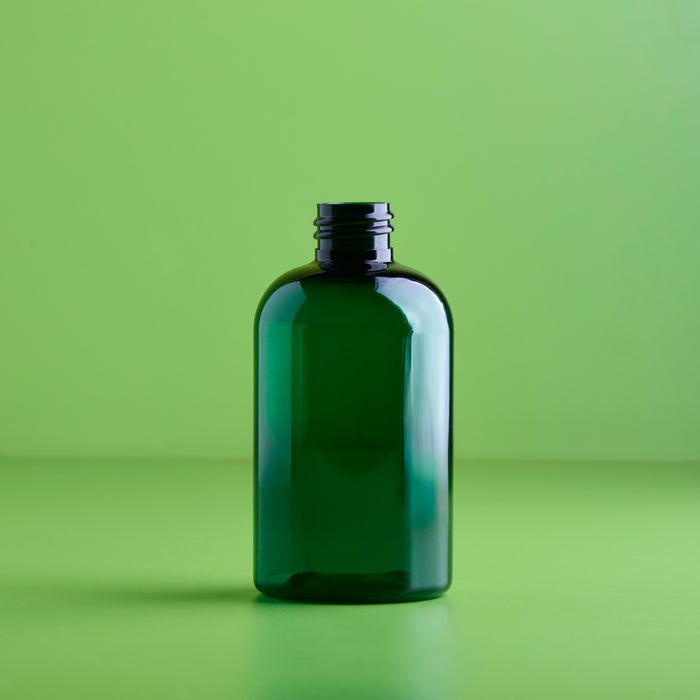 4 oz Green Boston Round Plastic Bottle - 20/410