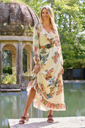 Boho Floral Neckline Ruffle Maxi Multi