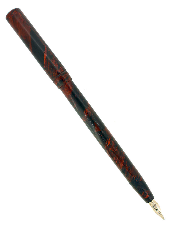 C1903 NEW LINCOLN MOTTLED HARD RUBBER FOUNTAIN PEN M-BBB 2.27 FLEX NIB RESTORED OFFERED BY ANTIQUE DIGGER