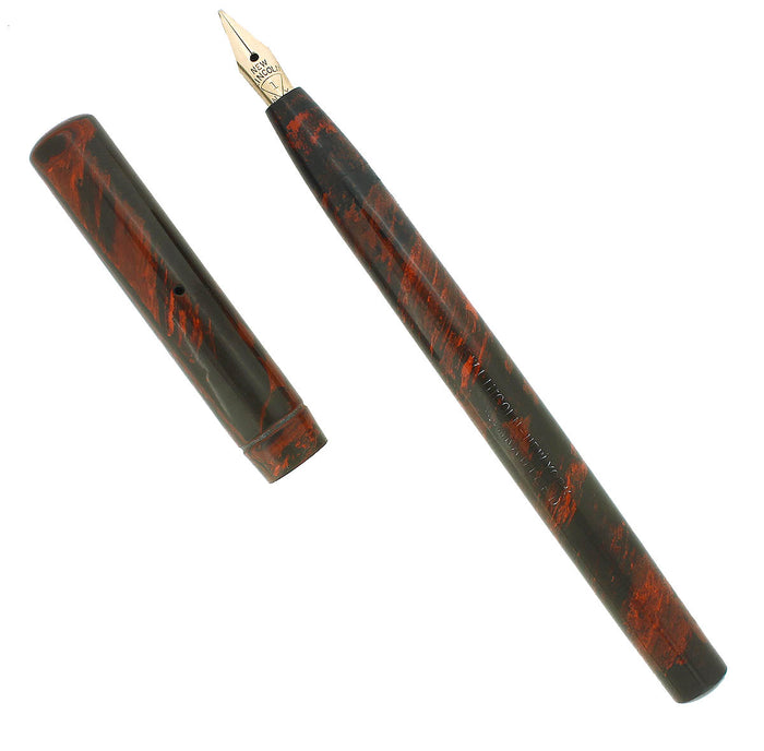 C1903 NEW LINCOLN MOTTLED HARD RUBBER FOUNTAIN PEN M-BBB 2.27 FLEX NIB RESTORED OFFERED BY ANTIQUE DIGGER