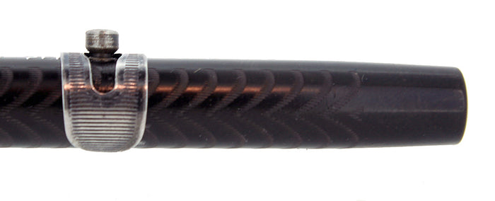 C1912 JAXON BLACK CHASED HARD RUBBER STUD FILLER FOUNTAIN PEN RESTORED OFFERED BY ANTIQUE DIGGER