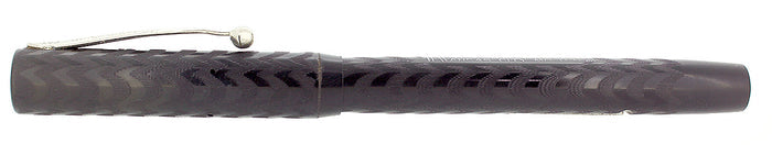 C1915 KRAKER BLACK CHASED HARD RUBBER FILLER FOUNTAIN PEN RESTORED NEAR MINT OFFERED BY ANTIQUE DIGGER