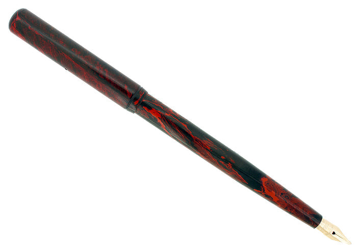 C1915 WATERMAN #12 MOTTLED RED HARD RUBBER FLEX NIB 2.94mm FOUNTAIN PEN RESTORED OFFERED BY ANTIQUE DIGGER