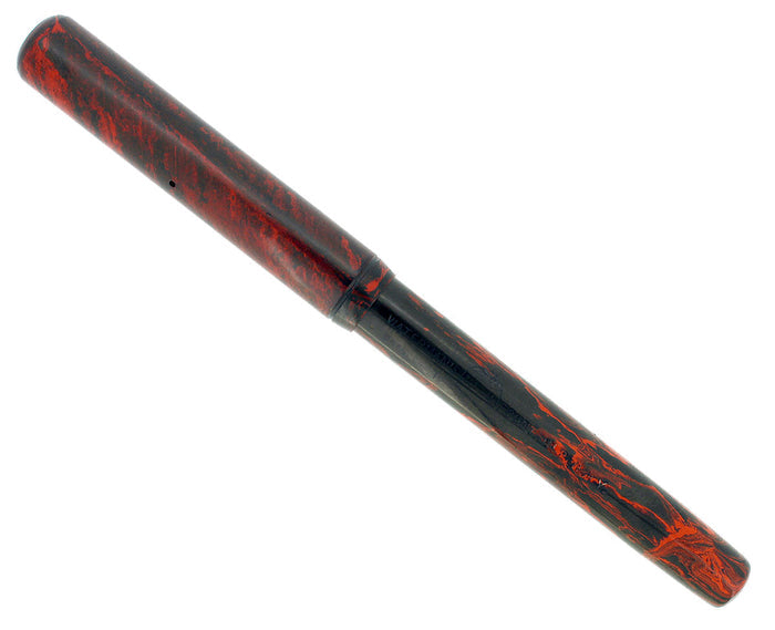 C1915 WATERMAN #12 MOTTLED RED HARD RUBBER FLEX NIB 2.94mm FOUNTAIN PEN RESTORED OFFERED BY ANTIQUE DIGGER