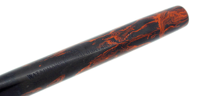 C1915 WATERMAN #12 MOTTLED RED HARD RUBBER FLEX NIB 2.94mm FOUNTAIN PEN RESTORED OFFERED BY ANTIQUE DIGGER