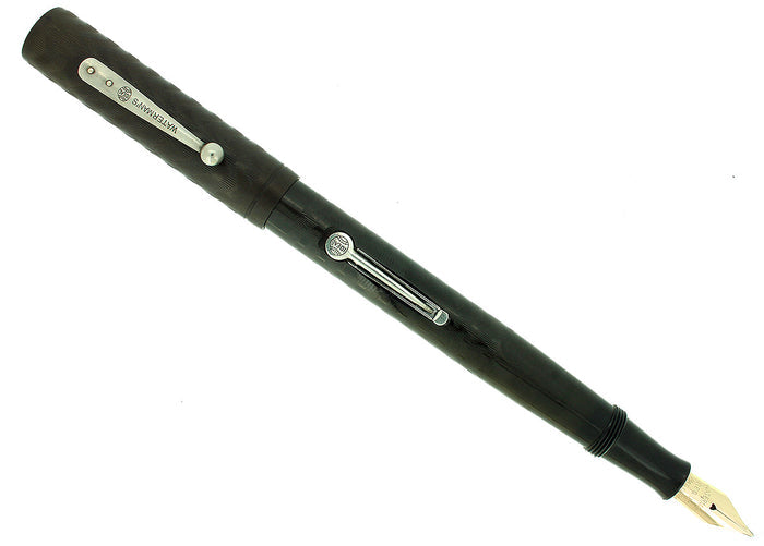 C1915 WATERMAN 14 PSF BLACK CHASED HARD RUBBER FOUNTAIN PEN RESTORED EXCELLENT OFFERED BY ANTIQUE DIGGER
