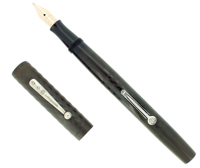 C1915 WATERMAN 14 PSF BLACK CHASED HARD RUBBER FOUNTAIN PEN RESTORED EXCELLENT OFFERED BY ANTIQUE DIGGER