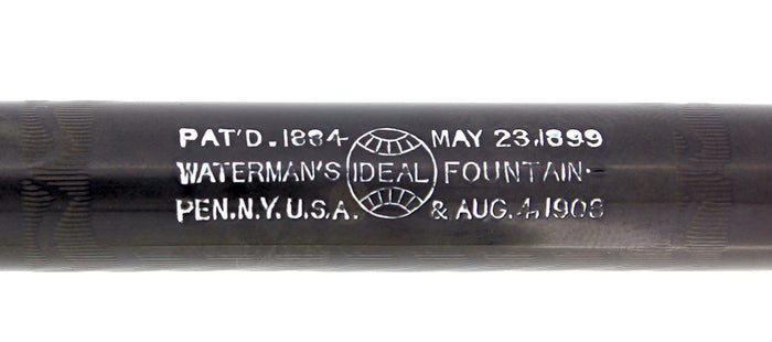 C1915 WATERMAN 14 PSF BLACK CHASED HARD RUBBER FOUNTAIN PEN RESTORED EXCELLENT OFFERED BY ANTIQUE DIGGER
